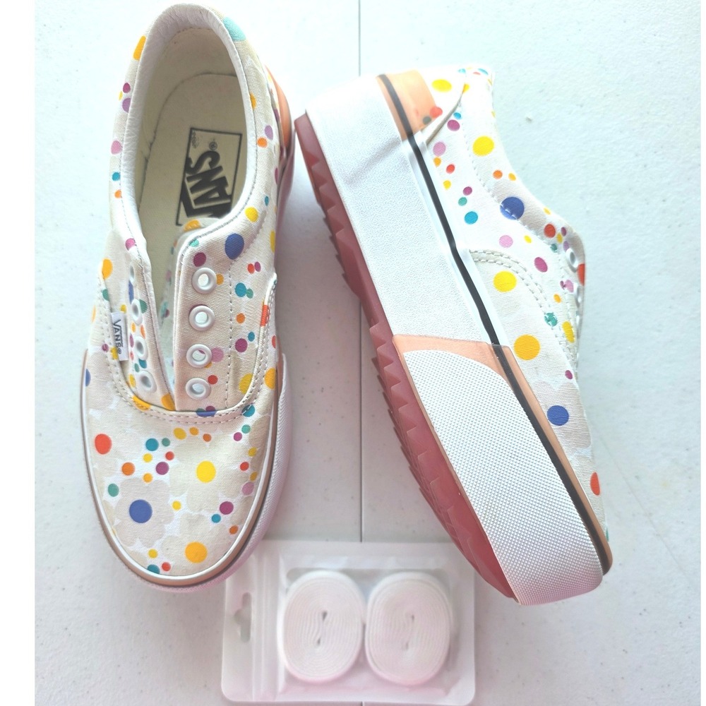 Vans Era Stacked Polka Dot UV Floral Platform Sneakers New Laces Women's Size 6